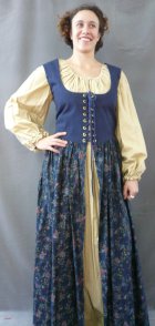 B183: Floral/Blue bodice gown