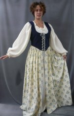 navy blue/ white floral bodice gown