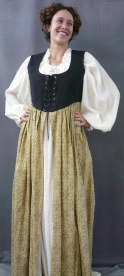 B215: black/tan bodice gown
