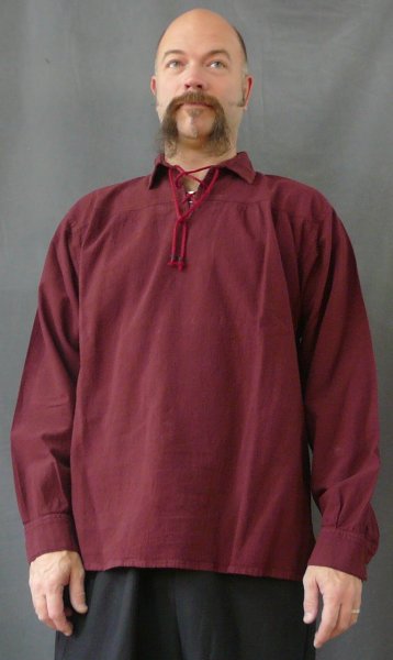 burgundy shirt