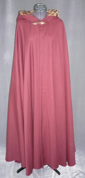 Rust fine italian wool flannel cloak chenille tapestry antique rose hood lining