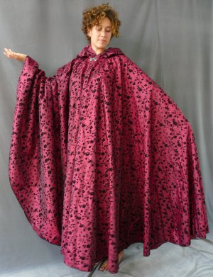 1389: burgundy taffeta cloak