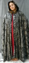 cloak 1618 silver with black floral flocking polyester mylar