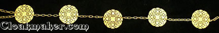 Filigree Medallion Plaque Belt Bronze Shown with Clock-Style Chain