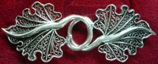double sterling silver leaf filigree cloak clasp
