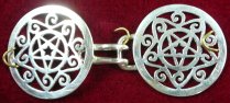 sterling silver double pentacle cloak clasp