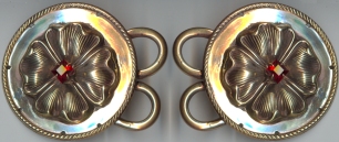 bronze floral medallion w/gem lace up