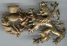 bronze lion crest with thistle clasp