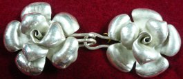 sterling silver open rose cloak clasp