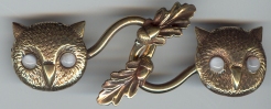 bronze owl faces w/ oak leaves and acorns clasp