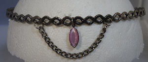 Silver-tone braid band with marquis-cut dangle and chain