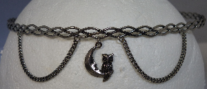 Silver-tone braid with owl & moon