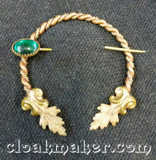 Penannular<br>Bronze Leaves with Green Oval Glass<br>Medium