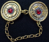 Tudor Rope Edge Rose<br>Red Stone with Chain