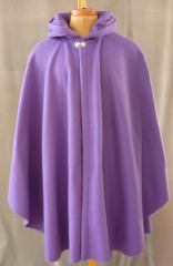 Cloak:1702, Cloak Style:Cape / Ruana, Cloak Color:Royal Purple, Fiber / Weave:Alpine Fleece, Cloak Clasp:Medallion, Hood Lining:Self-lining, Back Length:39", Neck Length:21.5", Seasons:Spring, Fall, Winter.