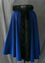 Cloak:1748, Cloak Style:Full Circle Cloak, Cloak Color:Deep Medium Blue, Fiber / Weave:MicroGrid WindPro Fleece, Cloak Clasp:Medallion, Hood Lining:Self-lining, Back Length:35", Neck Length:24", Seasons:Winter, Fall, Spring.