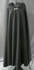 Cloak:1816, Cloak Style:Full Circle Cloak, Cloak Color:Dark Heathered Grey, Fiber / Weave:Merino Wool 16-20 oz, Cloak Clasp:Triple Medallion, Hood Lining:Black Silk Velvet, Back Length:55", Neck Length:22", Seasons:Winter, Fall, Spring.