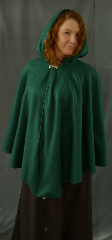 Cloak:2185, Cloak Style:Full Circle Cloak, Cloak Color:Spruce Green, Fiber / Weave:Polyester Economy Fleece, Cloak Clasp:Plain Rope<br>Hook & Eye, Hood Lining:Self-lining, Back Length:33", Neck Length:25.5", Seasons:Fall, Spring, Note:This cloak goes back to the basics.<br>It's a ruana, made from a very soft,<br>light weight, washable polyester fleece.<br>Finished with a simple pewter<br>Plain Rope style hook and eye clasp..