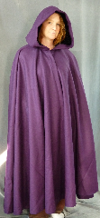 Cloak:1996, Cloak Style:Full Circle Cloak, Cloak Color:Purple, Fiber / Weave:Wool, Cloak Clasp:Nordic Hearts - Silvertone, Hood Lining:Black Silk Velvet, Back Length:52.5", Neck Length:21", Seasons:Spring, Fall.
