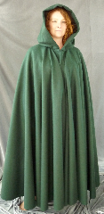 Cloak:2003, Cloak Color:Hunter Green, Cloak Style:Full Circle Cloak, Hood Lining:Brown Cotton Velour, Fiber / Weave:Wool Melton, Back Length:23", Neck Length:55", Seasons:Winter, Fall, Spring.