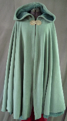Cloak:2011, Cloak Style:Full Circle Cloak, Cloak Color:Seafoam Green, Fiber / Weave:WindPro Polar Fleece, Cloak Clasp:Rondelle - Pewter, Hood Lining:Self-lining, Back Length:42", Neck Length:21", Seasons:Winter, Fall, Spring, Note:The extravagant look and comfort of a full cloak lining<br> without the worry of uneven stretching,<br> plus extraordinary wind resistance!<br> This gorgeous seafoam green full circle cloak appears<br> to be fully lined with seafoam green fur, <br>but actually it is just one fabric!<br> In fact, it's WindPro Polar Fleece, which is 60-70% wind resistant! <br>This cloak features a full hood and closes with<br> a pewter Rondelle hook-and-eye clasp..