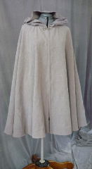 Cloak:2039, Cloak Style:Full Circle Cloak, Cloak Color:Grey, Fiber / Weave:Washed raw silk, Cloak Clasp:Antiquity, Hood Lining:Unlined, Back Length:36", Neck Length:20", Seasons:Summer, Spring, Fall, Note:This is light weight cloak of washed raw silk in medium matte grey,<br>great for a LARP or Renaissance Fair wear.<br>Easy care machine washable cotton and lightweight enough for indoor wear.<br>Perfect for Summer, Late Spring, Early Fall outerwear.<br>Finished with a dark finish Antiquity hook-and-eye clasp..