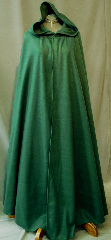 Cloak:2187, Cloak Style:Full Circle Cloak, Cloak Color:Spruce Green, Fiber / Weave:Polyester Fleece, Cloak Clasp:Antiquity, Hood Lining:Self-lining, Back Length:58", Neck Length:22.5", Seasons:Fall, Spring, Note:This dark green cloak goes back to the basics.<br>It's a full circle cloak, made from a very soft,<br>light weight polyester fleece.<br>Finished with an  Antiquity<br>hook and eye clasp..