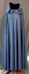 Cloak:2217, Cloak Style:Full Circle Cloak, Cloak Color:Slate Blue, Fiber / Weave:Wool Suiting, Cloak Clasp:Nordic Shield, Hood Lining:Unlined, Back Length:55", Neck Length:21", Seasons:Summer.