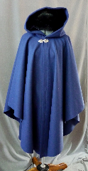 Cloak:2232, Cloak Style:Cape / Ruana, Cloak Color:Navy Blue, Fiber / Weave:Wool Melton, Cloak Clasp:Triple Medallion, Hood Lining:Navy Blue Silk Velvet, Back Length:45", Neck Length:22", Seasons:Winter, Fall, Spring.