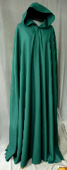 Cloak:2260, Cloak Style:Shaped Shoulder, Cloak Color:Green, Fiber / Weave:Wool Gabardine, Cloak Clasp:Shadbury Leaf - Patinated, Hood Lining:Unlined, Back Length:62", Neck Length:24", Seasons:Spring, Fall.