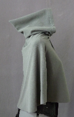 Cloak:2289, Cloak Style:Fuller Half Circle Short, Cloak Color:Grey, Fiber / Weave:Polartec Windpro microfleece, Cloak Clasp:Plain Rope<br>Hook & Eye, Hood Lining:Unlined, Back Length:21", Neck Length:18", Seasons:Fall, Spring, Note:Soft and machine washable, this tiny fleece cloak<br>is made of a water-resistant technical fabric<br>to keep your toddler warm and dry..