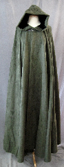 Cloak:2332, Cloak Style:Full Circle Cloak, Cloak Color:Green, Fiber / Weave:Moleskin, Cloak Clasp:Antiquity, Hood Lining:Black Silk Velvet, Back Length:56", Neck Length:24", Seasons:Fall, Spring.