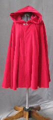 Cloak:2342, Cloak Style:Full Circle Short Cloak, Cloak Color:American Beauty Rose Red, Fiber / Weave:Washed Cotton Velveteen, Cloak Clasp:Alpine Knot - Silvertone, Hood Lining:Unlined, Back Length:34.5", Neck Length:22", Seasons:Summer, Fall, Spring, Note:Star in your own fairy tale!<br>This unlined, washed velveteen full-circle cloak will let<br>you bring Red Riding hood to life for your own adventures.<br>Machine wash cold, gentle, hang to dry, touch up with an iron..