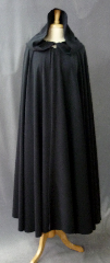 Cloak:2372, Cloak Style:Full Circle Cloak, Cloak Color:Black, Fiber / Weave:Water Resistant Micro-Fiber, Cloak Clasp:Alpine Knot - Silvertone, Hood Lining:Unlined, Back Length:50", Neck Length:21", Seasons:Summer, Spring, Fall, Note:This cloak is made from a very fluid<br>and drapy water resistant micro-fiber<br>with a sueded finish.<br>Machine wash gentle, tumble dry low..