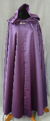 Cloak:2446, Cloak Style:Full Circle Cloak, Cloak Color:Royal Purple, Fiber / Weave:Synthetic Matte Satin, Cloak Clasp:Antiquity, Hood Lining:Unlined, Back Length:54", Neck Length:23", Seasons:Fall, Spring, Summer.