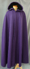 Cloak:2450, Cloak Style:Shaped Shoulder, Cloak Color:Purple, Fiber / Weave:Winter Weight Wool Melton, Cloak Clasp:Formal Renaissance Knotwork, Hood Lining:Black Silk Velvet in hood<br>and grape purple antique satin lining in shoulder<br>with hidden pockets, Back Length:56", Neck Length:22.5", Seasons:Winter, Fall, Spring, Note:This shaped cloak has a special shoulder lining<br>of grape purple antique satin.<br>It has pockets!.