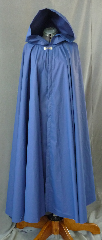 Cloak:2452, Cloak Style:Full Circle Cloak, Cloak Color:Marine Blue, Fiber / Weave:Synthetic Coated Cotton Poplin Rainwear fabric, Cloak Clasp:Alpine Knot - Silvertone, Hood Lining:Unlined, Back Length:50.5", Neck Length:19", Seasons:Summer, Spring, Fall.