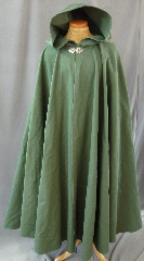 Cloak:2463, Cloak Style:Full Circle Cloak, Cloak Color:Dark Stone Green, Fiber / Weave:Cotton Twill, Cloak Clasp:Triple Medallion, Hood Lining:Unlined, Back Length:57", Neck Length:25", Seasons:Fall, Spring.
