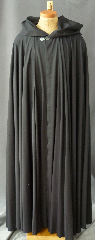 Cloak:2466, Cloak Style:Full Circle Cloak, Cloak Color:Black, Fiber / Weave:Tropical Weight Wool suiting, Cloak Clasp:Antiquity, Hood Lining:Unlined, Back Length:60", Neck Length:22", Seasons:Summer, Spring, Fall.