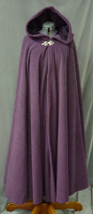 Cloak:2571, Cloak Style:Full Circle Cloak, Cloak Color:Dusty Plum Purple, Fiber / Weave:Hi Loft Fleece (long silky fur inside) with durable water resistant finish, Cloak Clasp:Triple Medallion, Hood Lining:Self-lining - Deep Plum Purple, Back Length:52", Neck Length:23", Seasons:Southern Winter, Fall, Spring, Note:This Hi-Loft fleece cloak blocks more wind than<br>a basic fleece and has a durable water resistant outer finish!<br>It's perfect for cool,<br>rainy, windy climates.<br>Machine washable cold gentle, tumble dry low.<br>Throw it on and go!.