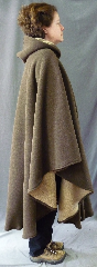 Cloak:2658, Cloak Style:Cape / Ruana, Cloak Color:Mocha Brown, Fiber / Weave:300 Wt Fleece, Cloak Clasp:Vale, Hood Lining:Self-lining (tan fuzzy fleece), Back Length:50", Neck Length:24", Seasons:Winter, Fall, Spring, Note:A cross between a cape and a cloak, a ruana<br>is a great way to keep warm while<br>frequent, unhindered use of your arms <br>is needed. Ruanas make great driving cloaks!<br>Machine washable cold gentle, tumble dry low.<br>Throw it on and go!.