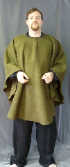 Cloak:2693, Cloak Style:Poncho / Ruana, Cloak Color:Loden Green, Fiber / Weave:Windpro Fleece, Cloak Clasp:Hook & Eye, Hood Lining:N/A, Back Length:41", Neck Length:23", Seasons:Winter, Southern Winter, Fall, Spring, Note:This fabric does not have a water resistant finish.<br>The fabric is double layer and is<br>thicker and warmer than most Windpro fleece..