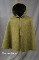 Cloak:2785, Cloak Style:Shaped Shoulder Cloak - Short (Youth), Cloak Color:Green, Fiber / Weave:Windpro Fleece, Cloak Clasp:TBD, Hood Lining:Unlined, Back Length:30.5", Neck Length:19", Seasons:Winter, Southern Winter, Fall, Spring, Note:Perfect Starter cloak for a child.<br>With a shaped shoulder for a more tailored look.<br>Machine washable cold tumble dry low.<br>The cost of the clasp is included.<br>This fabric does not have a water resistant finish.<br>The fabric is double layer and is<br>thicker and warmer than most Windpro fleece..