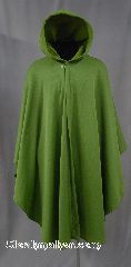 Cloak:2814, Cloak Style:Cape / Ruana, Cloak Color:Green, Fiber / Weave:Fleece lined Nylon outer face, Cloak Clasp:Plain Rope<br>Hook & Eye, Hood Lining:Fleece, Back Length:41", Neck Length:22", Seasons:Fall, Spring, Note:Fully lined Green cloak with a<br>tiny checkerboard like pattern.<br>Lightweight perfect for woodland adventures.<br>A cross between a cape and a cloak,<br>a ruana is a great way to keep warm while<br>frequent, unhindered use of your arms<br>is needed.<br>Ruanas make great driving cloaks!<br>Machine washable.