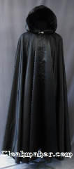 Cloak:2832, Cloak Style:Full Circle Cloak, Cloak Color:Black, Fiber / Weave:100% Polyester, Cloak Clasp:Alpine Knot - Silvertone, Hood Lining:Unlined, Back Length:54", Neck Length:18.5", Seasons:Fall, Spring, Note:This Dramatic Silky Lightweight<br>polyester cloak is perfect for<br>indoor or outdoor events.<br>Machine washable cold gentle, tumble dry low.<br>Throw it on and go!.