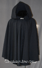 Cloak:2900, Cloak Style:Shaped Shoulder Cloak with 45" liripipe, Cloak Color:Navy Blue, Fiber / Weave:80% Wool/20% Nylon, Cloak Clasp:Alpine Knot - Silvertone, Hood Lining:Unlined, Back Length:34", Neck Length:19", Seasons:Spring, Fall, Southern Winter, Winter, Note:With a built in scarf and storage,<br>this Lirepipe hooded cloak is both<br>useful and fashionable when<br>you wrap the elongated hood<br>around your neck in windy weather.<br>It is sized for a young adult, and<br>can be worn with backpack or<br>while hiking on cool evenings.<br>Dry clean only..
