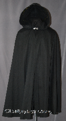 Cloak:2918, Cloak Style:Shaped Shoulder, Cloak Color:Black, Fiber / Weave:100% Cotton, Cloak Clasp:Alpine Knot - Silvertone, Hood Lining:Unlined, Back Length:45", Neck Length:22", Seasons:Fall, Spring, Note:Machine washable!<br>Perfect for cool evenings adding<br>a touch of drama and elegance.<br>This cloak features a light weight<br>100% cotton fabric accented with<br>a with a silver tone alpine knot<br>hook-and-eye clasp..