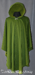 Cloak:3006, Cloak Style:Shaped Shoulder Ruana Cloak, Cloak Color:Green, Fiber / Weave:Fleece lined Nylon outer face, Cloak Clasp:Vale, Hood Lining:Self-lining, Back Length:42", Neck Length:23", Seasons:Fall, Spring, Note:This lightweight fleece lined<br>nylon outer face green cloak<br>with a tiny checkerboard like pattern<br>is perfect for woodland adventures.<br>A cross between a cape and<br>a cloak, a ruana is a great way<br>to keep warm while frequent,<br>unhindered use of your arms<br>is needed.<br>With an overarm of 33"<br>this cloak has less bulk<br>than a traditional Ruana<br>and makes a great driving cloak!<br>Water resistant and Machine washable..