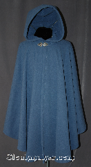 Cloak:2960, Cloak Style:Cape / Ruana extra long (35") over the shoulder, Cloak Color:Light Blue, Fiber / Weave:Fleece, Cloak Clasp:Triple Medallion, Hood Lining:Matching Felt Sheerling, Back Length:43", Neck Length:26", Seasons:Winter, Fall, Spring, Note:A soft and versatile cross between<br>a cape and a cloak,<br>a ruana is a great way to keep warm<br>while frequent, unhindered use of<br>your arms is needed.<br>Ruanas make great driving cloaks!<br>This gorgeous ruana has an outer<br>checkered texture and a complete<br>fleece sheerling interior.<br>Machine washable with a triple medallion<br>hook and eye clasp..