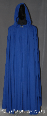 Cloak:3069, Cloak Style:Full Circle Cloak, Cloak Color:Cobalt Blue, Fiber / Weave:Poly Rayon Blend, Cloak Clasp:Drage Pewter, Hood Lining:Unlined, Back Length:53.5", Neck Length:22", Seasons:Summer, Fall, Spring, Note:Lightweight and with a dramatic drape<br>this cobalt blue full circle cloak<br>is made of a poly blend.<br>Accented with a silver tone<br>drage hook and eye clasp.<br>Machine washable.<br>Can be hemmed to size..